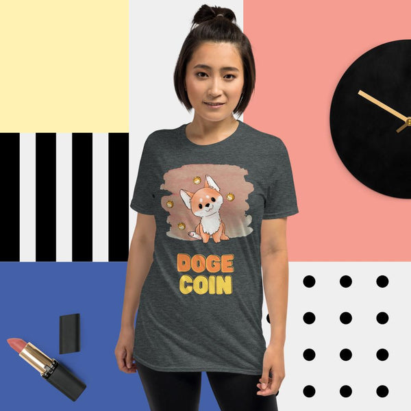 Dogecoin: Kawaii Doge Short-Sleeve Unisex T-Shirt - mycryptoloot