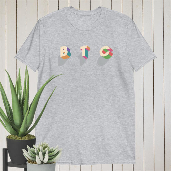 Bitcoin: B T C Extrude Short-Sleeve Unisex T-Shirt - mycryptoloot